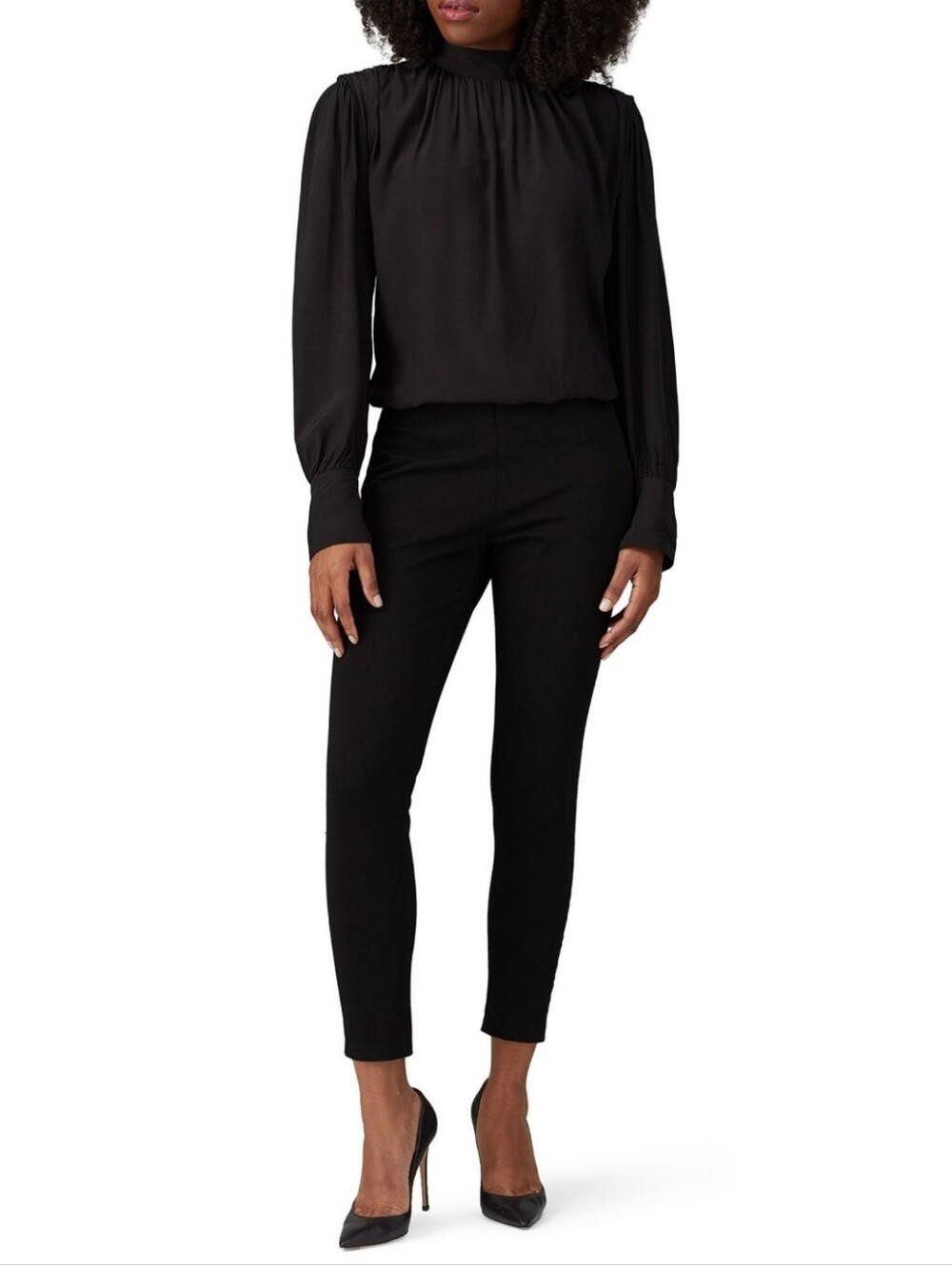 Habitual Viscose Black High-Neck Long Sleeve Charlee Black Blouse